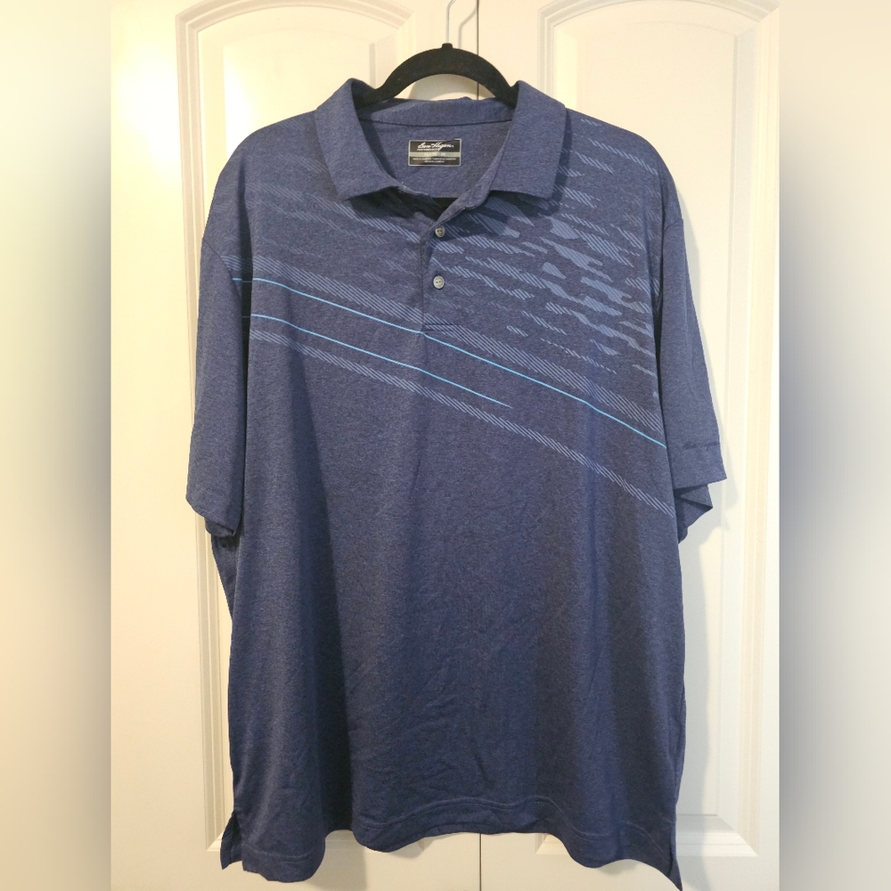 Ben Hogan Navy Blue Polo Golf  Shirt with Pattern Sz XL